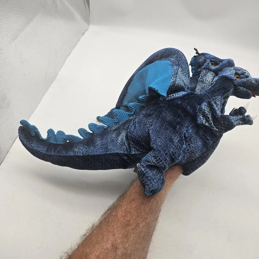 Folkmanis Blue Three Headed Dragon Hand Puppet Plush Stuffed Toy Kids Play 16